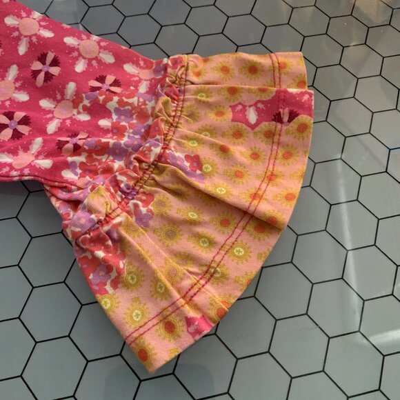 Hanna Andersson Tunic Dress 110cm US5 Pink Purple Floral Ruffle Bell Sleeves - Picture 7 of 9